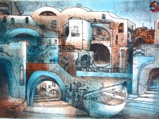 031M - Una Barca (One Boat) - 1983 - cm. 50x70 - Litografia (Lithography)